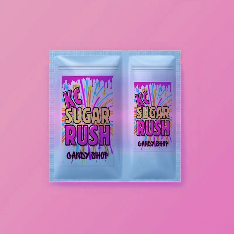 Dual Compartment Custom Mylar Bags  4.25 x 5  - (1/8 oz)