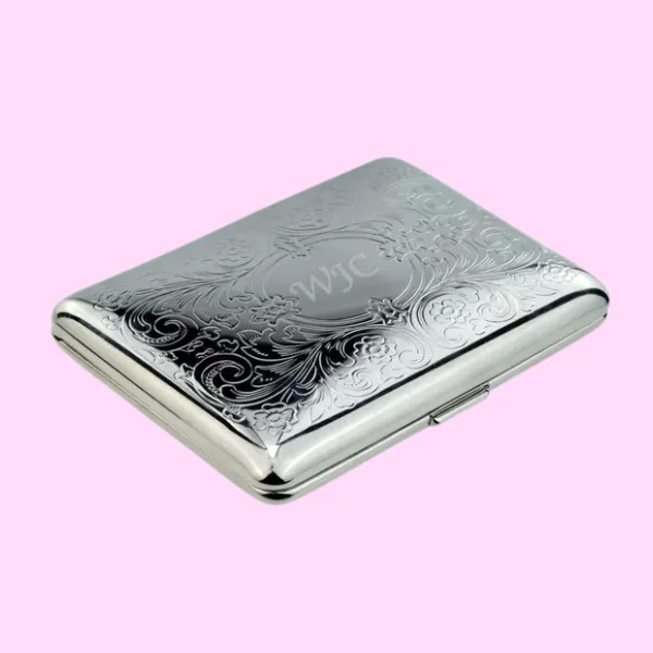Custom Engraved Silver Cigarette Case